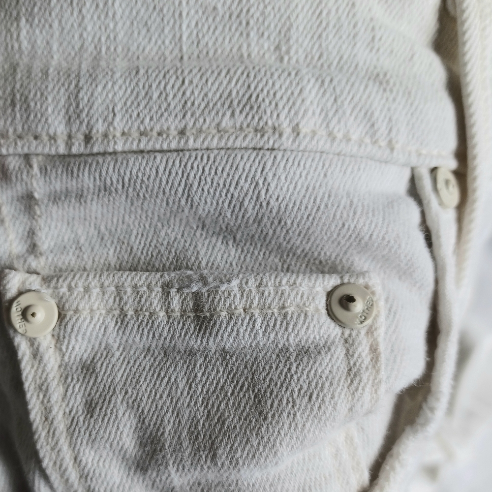 Mother Jeans The Insider Crop Step Fray in White with Black Stripes - Picture 10 of 16